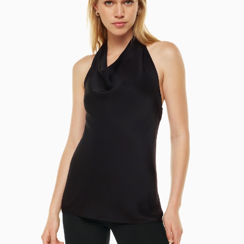 NWT Aritzia Babitz ice blue satin cowl halter top (Size S) - Picture 3 of 8
